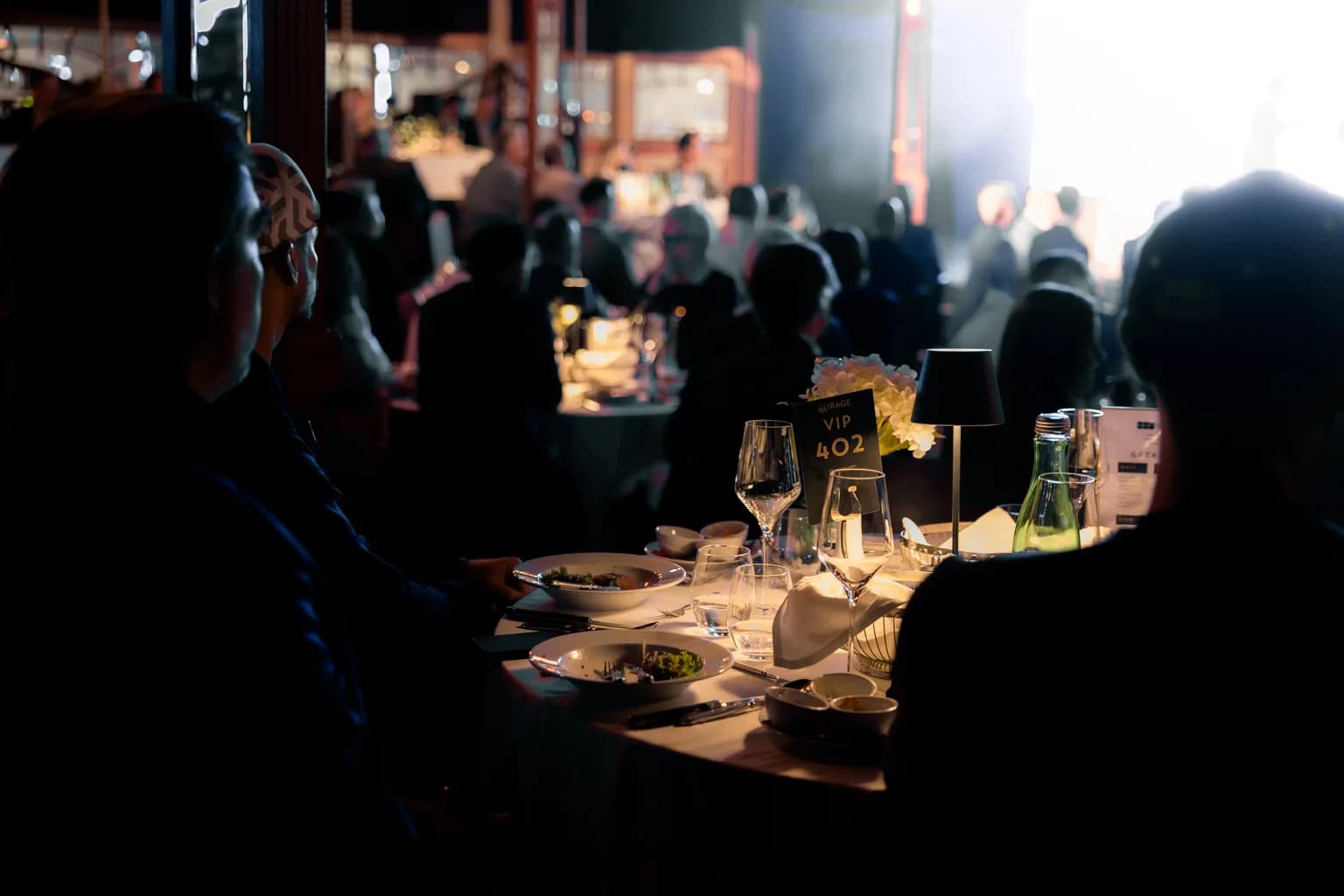 VIP table with place settings and wine glasses at the Geely Brand Launch Night